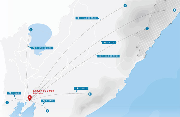 карта авиа маршрутов по Приморью